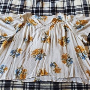 Fall Floral Flowy Blouse